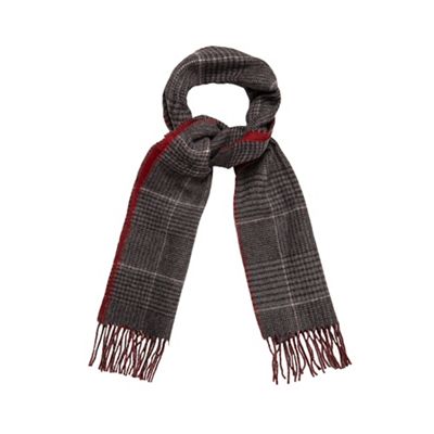 Grey reversible check scarf